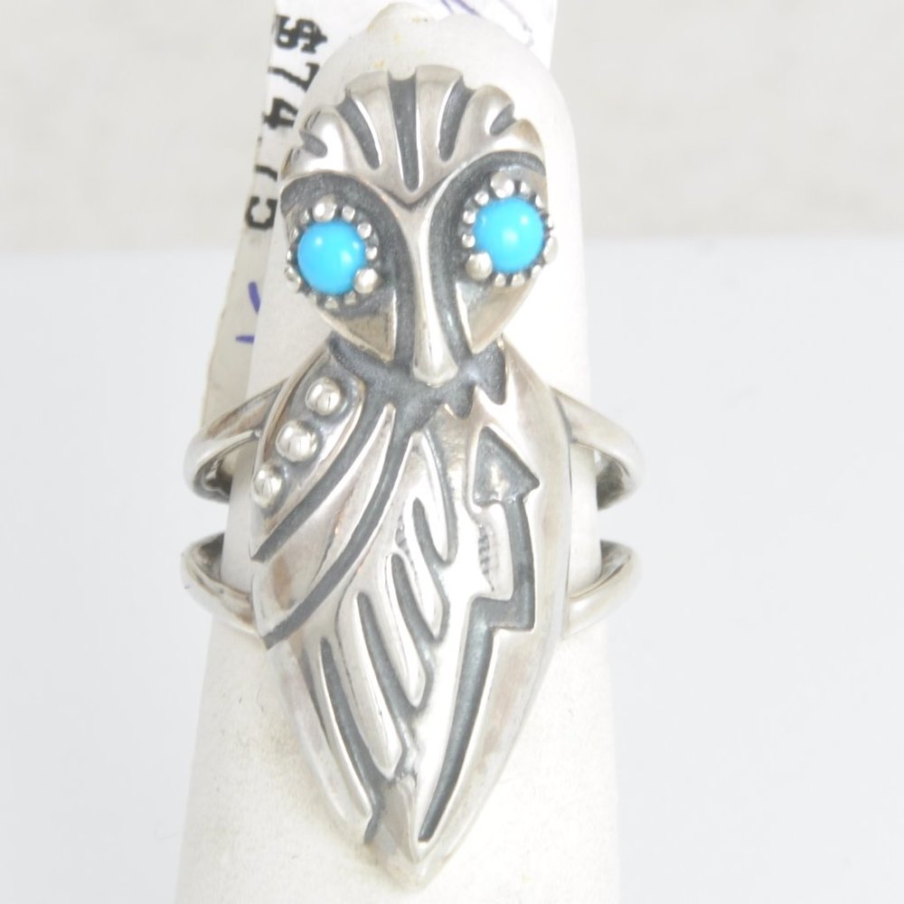 Carolyn Pollack American West Sterling Silver Sleeping Beauty Turquoise Owl Ring